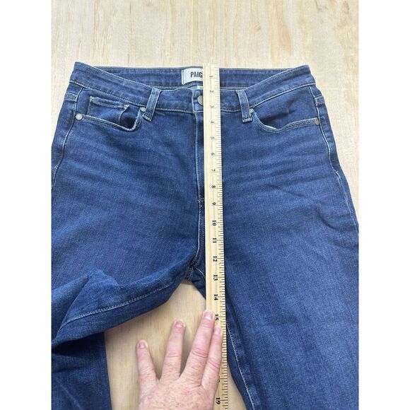 Paige Jeans Sz 30 Hoxton Slim Crop Dark Wash NWTs Raw Hem Darcel Distressed - Picture 4 of 5